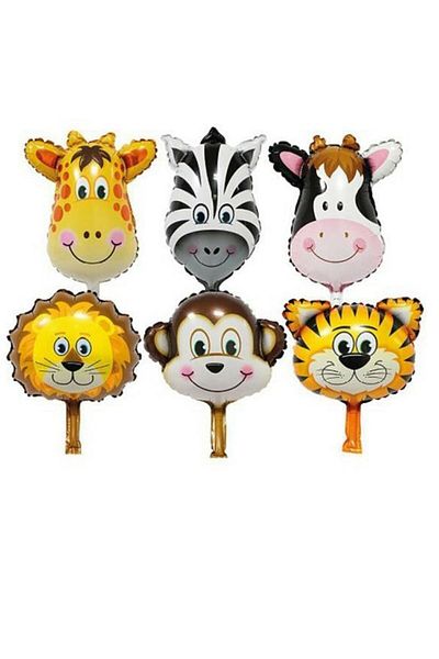 PEKSHOP Safari Concept Birthday Animal Balloons Set of 6 14" Foil Balloons