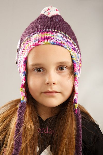 Dragora Girl's Beanie Wool Blended Knitted String Car Detailed Plum - Rainbow Standard Size