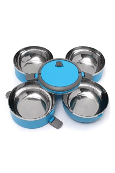 KURCH Çift Renkli Mavi Yeşil 4 Katlı Yemek Taşıma Termosu Diyet Sefer Tası 4x...