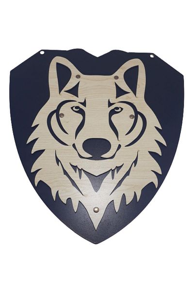 Ahtek Black Wolf Head Wooden Toy Set - 2-Piece Sword and Shield