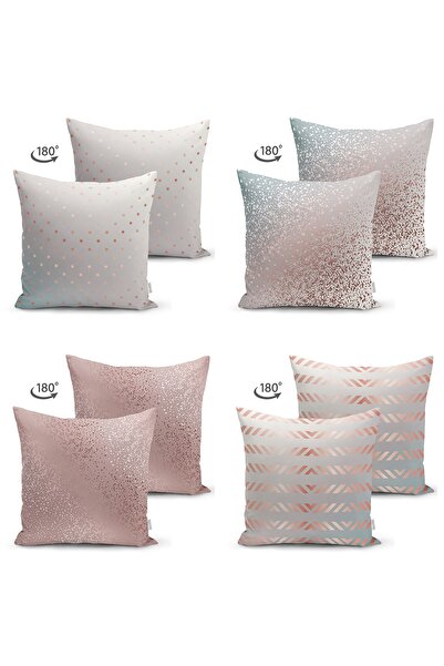 Realhomes Set de 4 huse de pernă și perne din piele întoarsă cu design special imprimat digital