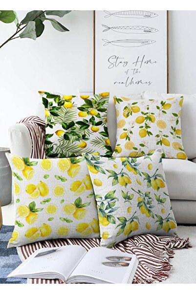 Realhomes Σετ με 4 αναστρέψιμες πλεκτές μαξιλαροθήκες Raschel με διάφορα σχέδ...