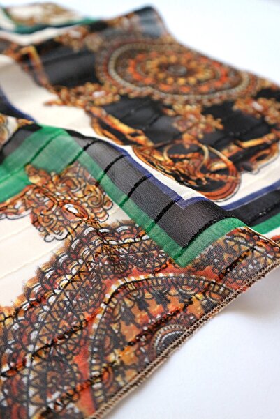 THE MOON Barok Desen Işıltılı Pamuk Fular Bandana