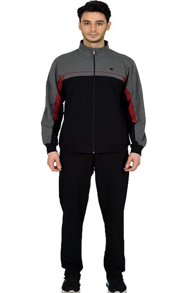 Marco Ferry Black Men's Half Turtleneck Plus Size Tracksuit Set Edy201433s
