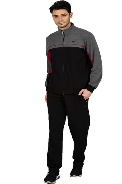 Marco Ferry Black Men's Half Turtleneck Plus Size Tracksuit Set Edy201433s