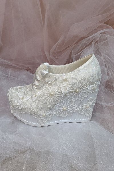 Berush Bride Seria 513 Pantofi de mireasa cu toc cu pană și margele