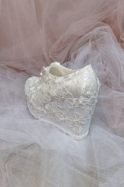 Berush Bride Seria 513 Pantofi de mireasa cu toc cu pană și margele