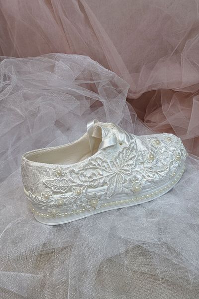 Berush Bride Seria 217 Pantofi de mireasă cu toc pană și dantelă