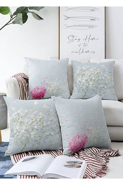 Realhomes Set de huse de pernă, tricot Raschel, cu două fețe, design Daisy
