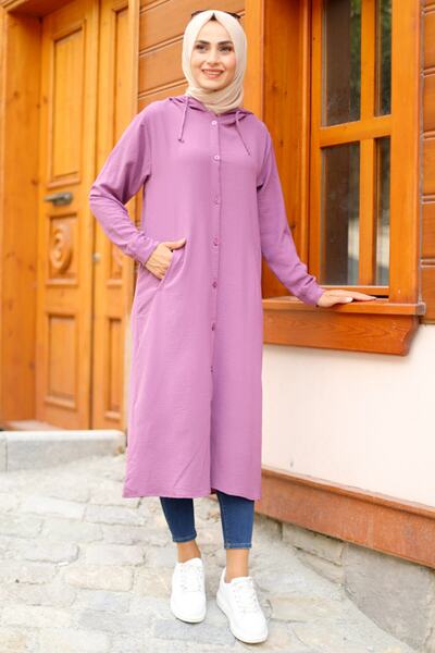 Feiza Collection Düğmeli Tesettür Kap - Gülkurusu