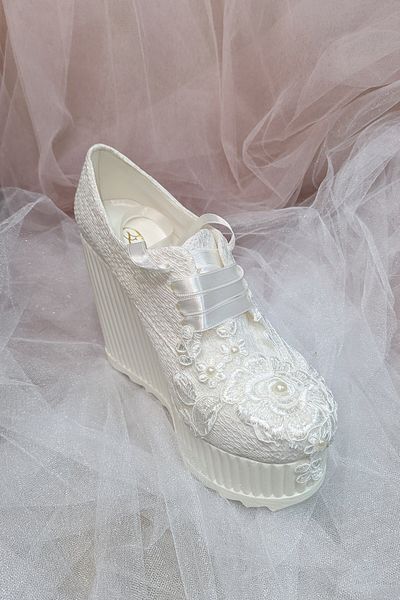 Berush Bride 503 Series Wedge Heel Peacock Model Laced Wedding Dress Shoes