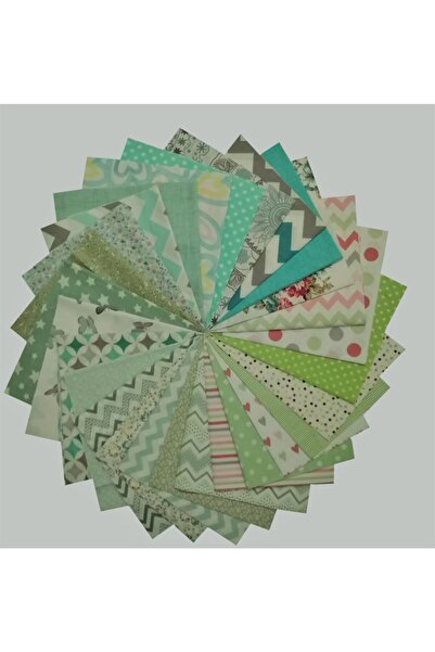Kırkyama Patchwork Home 25x25 Cm 20 Parça Kırkyama Patchwork Pamuklu Kumaş 40yama Dikiş Hobi - Yeşiller Serisi