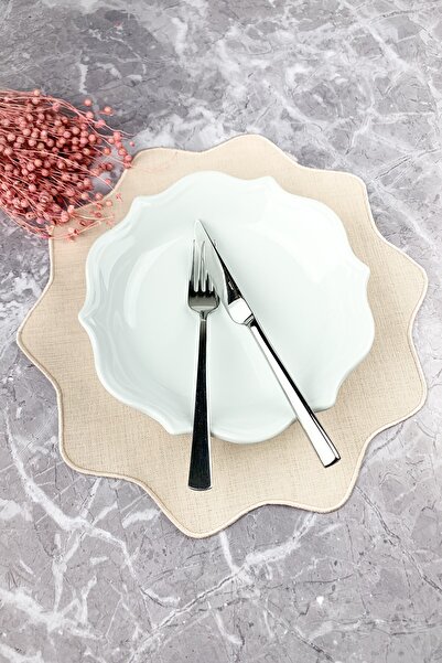 WEARE2 Αμερικάνικο σερβίτσιο σε χρώμα σολομού με οβάλ κεντημένο λουλούδι