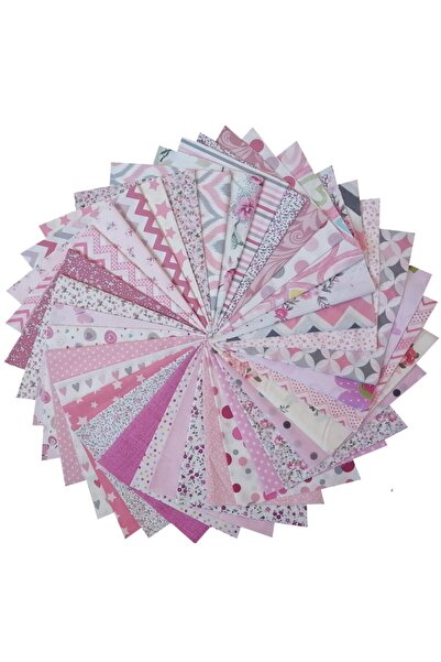 Kırkyama Patchwork Home 25x25 Cm 20 Parça Kırkyama Patchwork Pamuklu Kumaş Dikiş Hobi - Pembeler Serisi