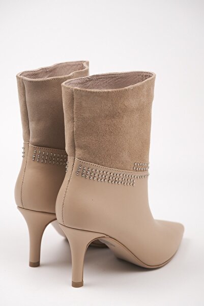 LuviShoes Paıx Bézs Bőr -velúr női csizma