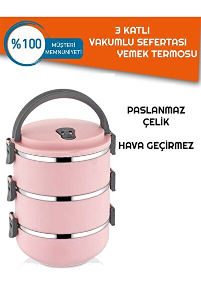 KURCH 3 Katlı Taşınabilir Yemek Termosu Vakumlu Sefer Tası Gıda Saklama Kabı ...