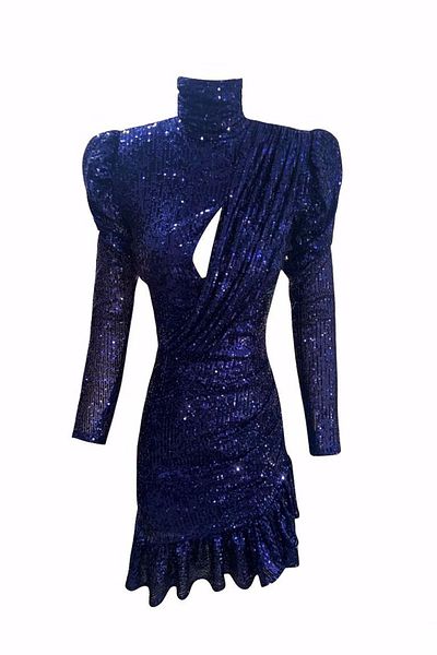 Gira official Rochie cu volane cu paiete Bleumarin