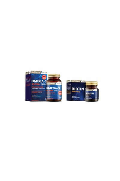 Nutraxin Omega 3Ultra- 2500MgFish Oil, Soft Capsule +Biotin5000 Mg, 30 Tablets