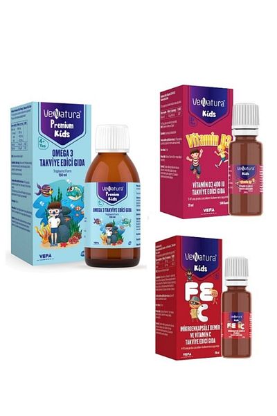 VeNatura 20 ml Supplement Containing Omega3 and Fish Oil - Vitamin D3, Microen Capsule Iron and Vitamin C