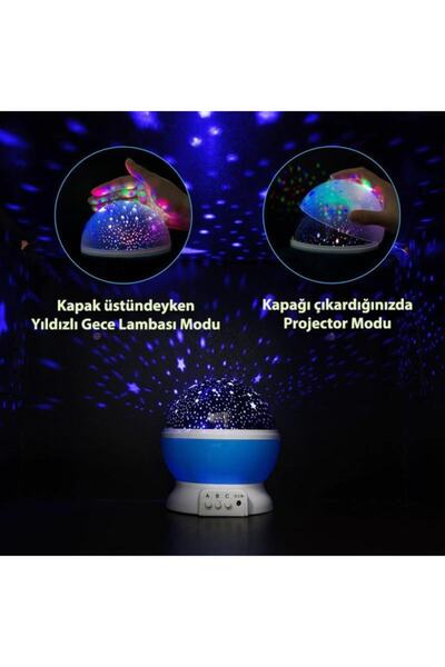 Trendpoint Dönen Renkli Star Master Yıldızlı Gökyüzü Projeksiyon Gece Lambası Masa Lambası