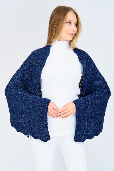 Ocean Navy Blue Zigzag Knitwear Shoulder Shawl