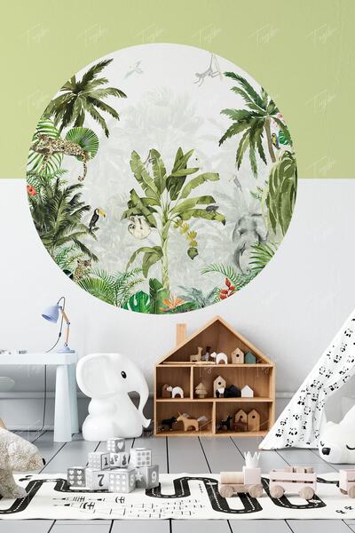 TUGİBU Round Circle Animals Wall Sticker