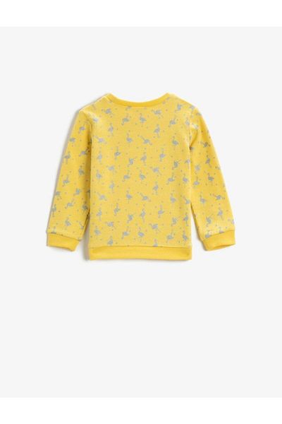Koton Baby Girl Yellow Patterned Sweatshirt