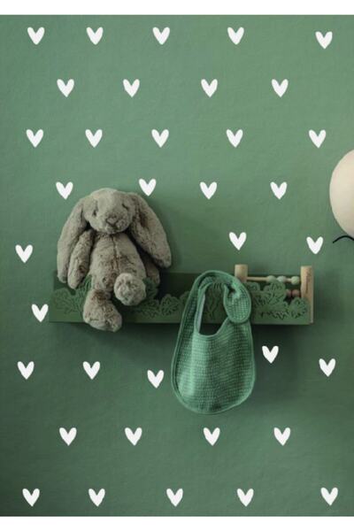 Quart Aksesuar Cute Heart Kids Room Wall Sticker 100 Pieces White