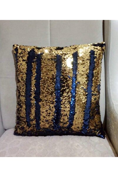 YILMAZHOME Sequin Pillow Case - (navy-gold)