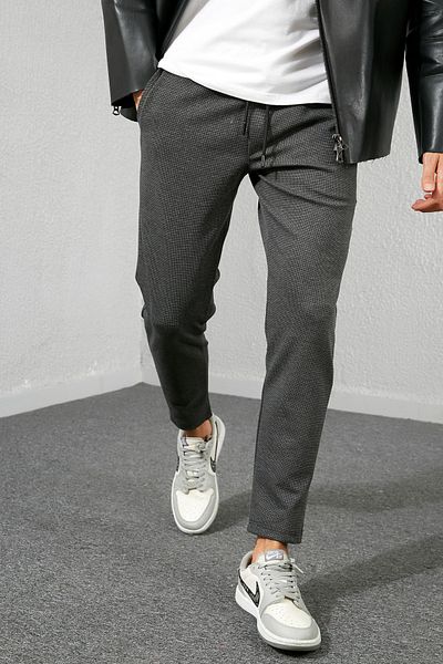 Sateen Men ANthracite Houndstooth JOGGER TROUSERS