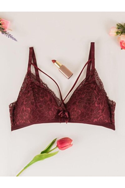 Genel Markalar Kadın Bordo Çapraz Ipli Dolgusuz Sütyen