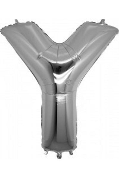 MASALSÜSEVİ Y Letter Metallic Silver Foil Balloon 34"76 cm