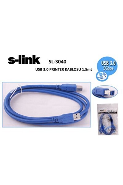 S-LINK SL-3040 Usb 3.0 A Tip B Tip Yazıcı Kablosu ( 1.5 Metre )