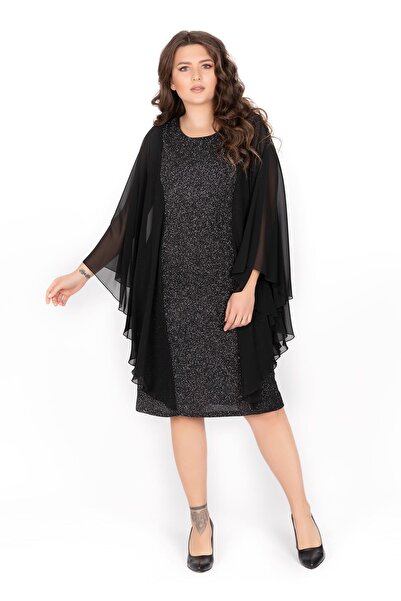 OLEA XXL Büyük Beden Abiye Elbise 3033 Gümüş