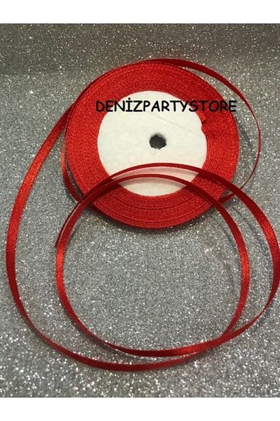 Deniz Party Store New Year 6 Mm Satin Ribbon 23 Meters (25 Yards) 1 Piece Red