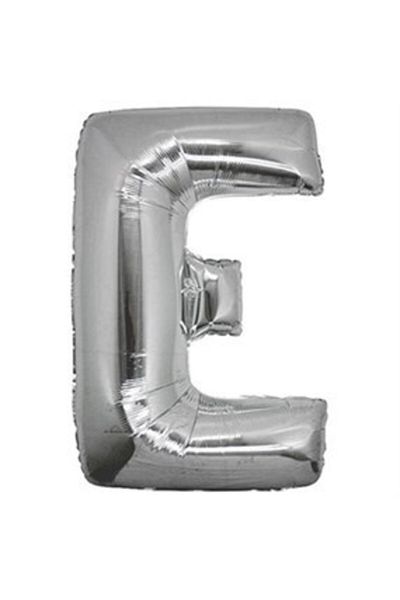 MASALSÜSEVİ Letter E Metallic Silver Foil Balloon 34"76cm