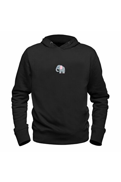 Alfa Tshirt سويت شيرت أسود مطبوع عليه صورة الفيل الحيواني للأطفال