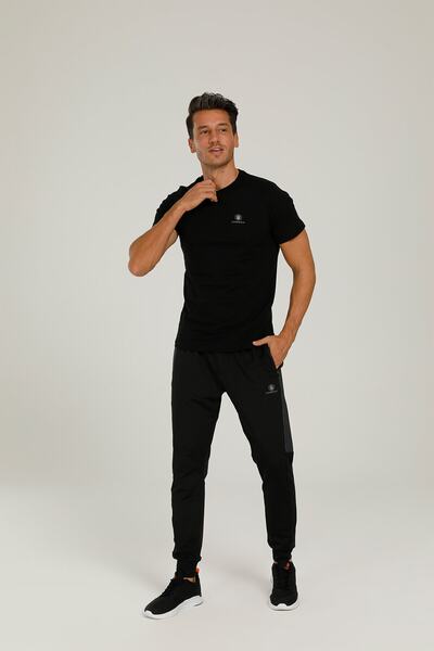 lumberjack Ct102 Tricou negru pentru bărbați cu decolteu C Basic