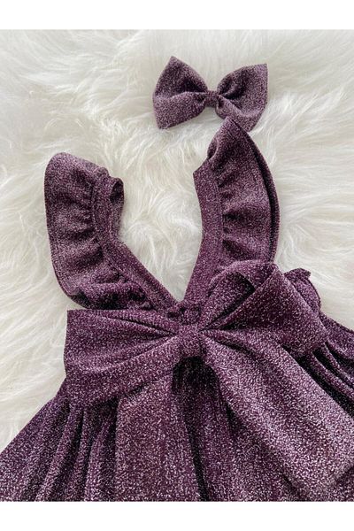 Moda Lina Purple Glitter Salopet Bandana Set