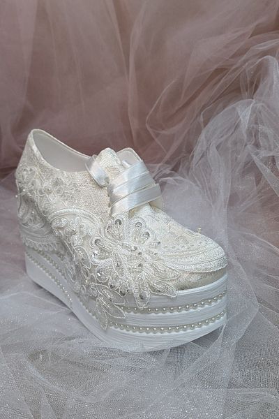Berush Bride 611 Series Wedge Heel French Lace Wedding Dress Shoes