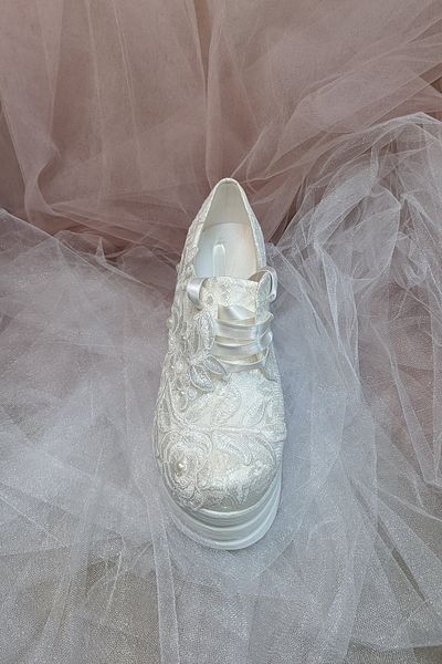Berush Bride 606 Series Wedge Heel Pearl Embroidered Applique Wedding Dress Shoes