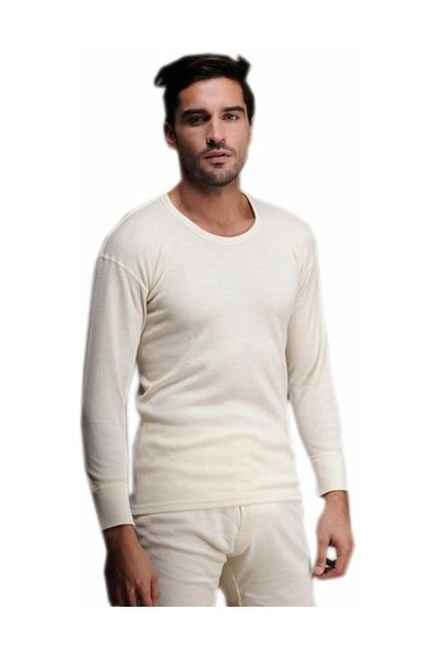 Hasyün 102 Μοντέλο Ανδρικό Κρεμ εσώρουχο Μάλλινο Εσώρουχο - Μακρυμάνικο