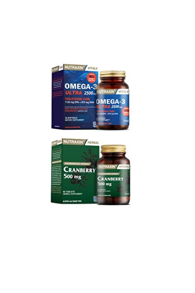 Nutraxin Omega-3 Ultra 2500 Mg Balık Yağı 30 Yumuşak Kapsül + Cranberry (turn...