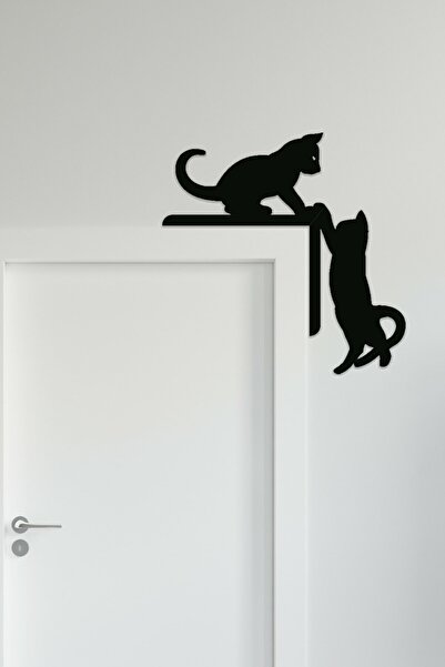 MİNAY HOME Kedi Sağ Köşelik ( 22x22 Cm ) Küçük Boy Duvar Süsü - Duvar Dekoru ...