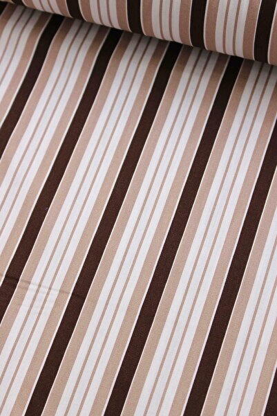 SAYGILI Kahve Çizgili Pijamalık %100 Pamuklu Kumaş