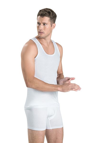 Jiber Men's 6 Pack White 100% Cotton Strappy Tank Top Jbr-101