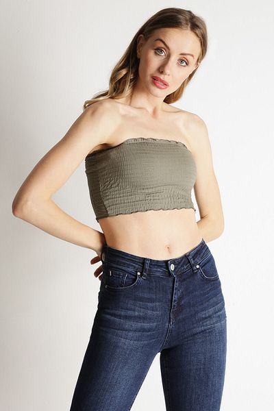Select Moda Women's Khaki Guiped Bustier