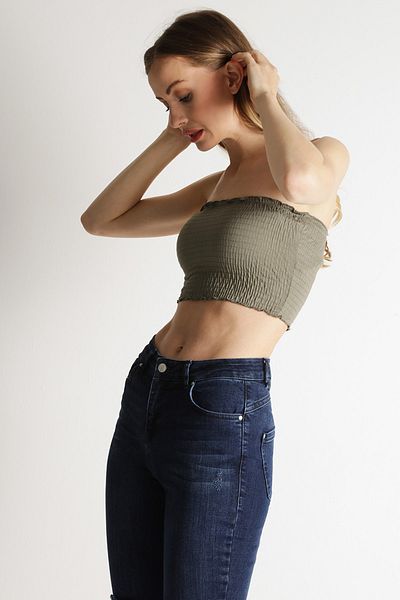 Select Moda Women's Khaki Guiped Bustier