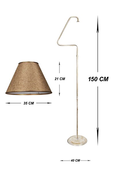 VENON Aydınlatma Lambader Gold Lena Üçgen Krem Sarı Patine (gold Çember) Kahverengi Şapka