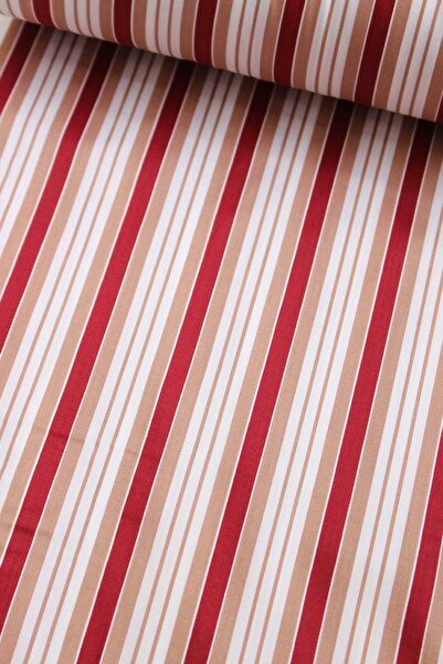 SAYGILI Bordo Çizgili Pijamalık %100 Pamuklu Kumaş